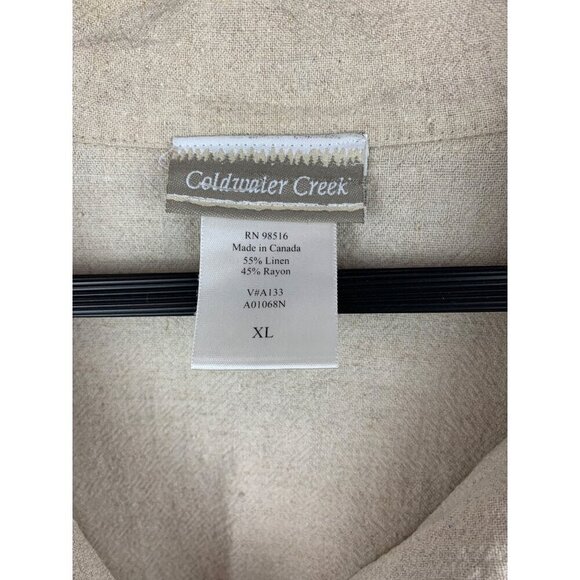 Coldwater Creek Womens XL Beige Linen Blend Button-Up Shirt - Picture 4 of 5